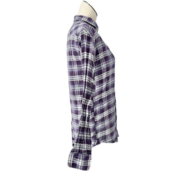 American Eagle Outfitters Boyfriend Shirt Womens S Purple Plaid Button LS - Picture 3 of 8